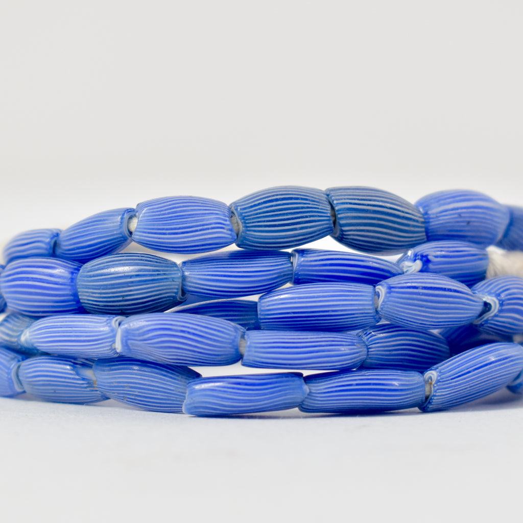 Blue Onion Skin Venetian Trade Beads 38 Inch