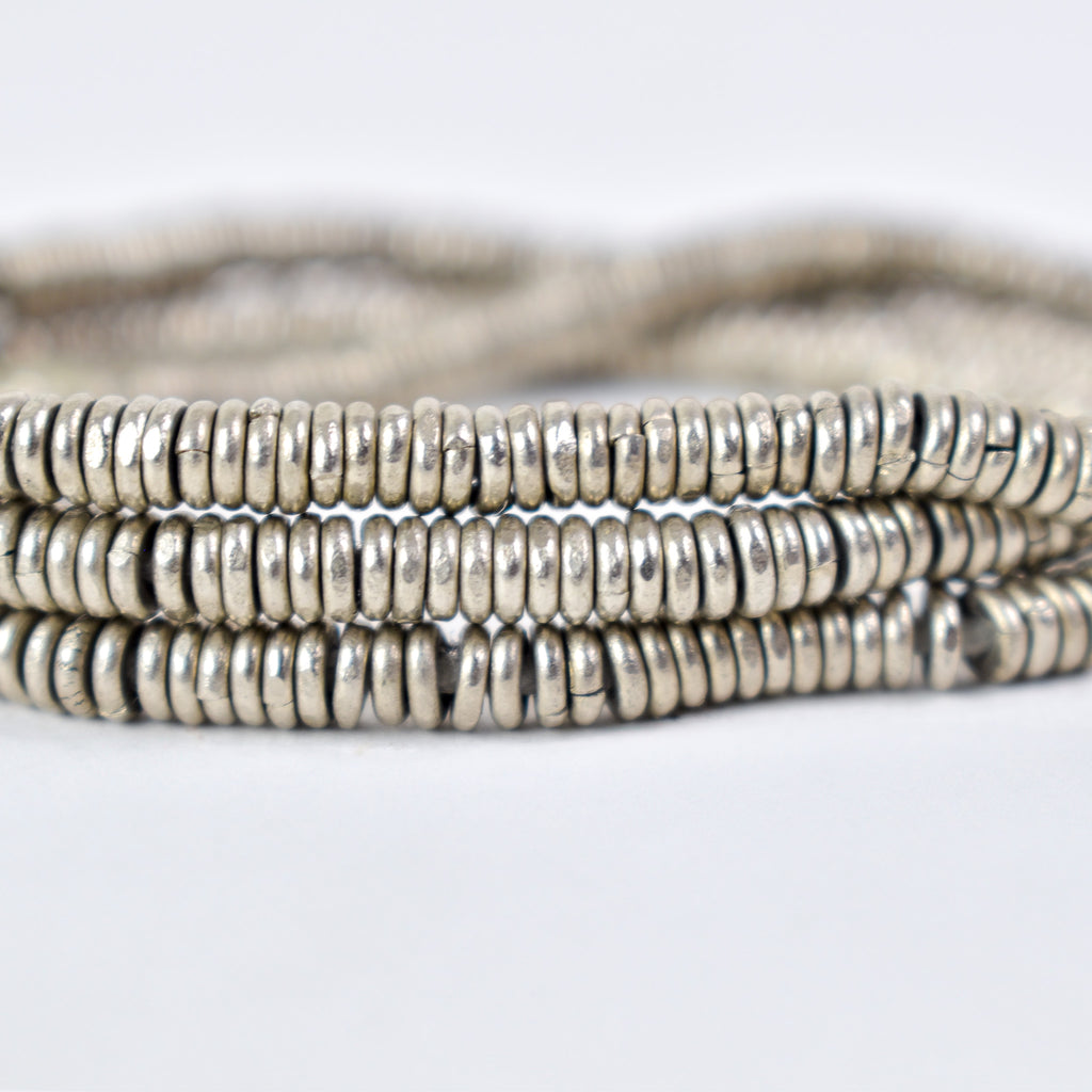 Silver Metal Heishi Beads Ethiopia