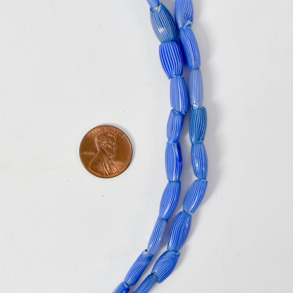 Blue Onion Skin Venetian Trade Beads 38 Inch