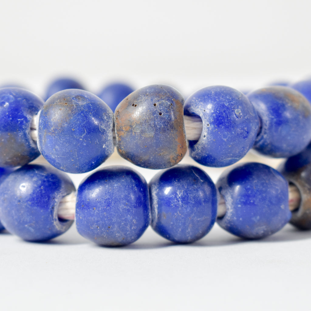 Ultramarine Blue Dogon Marvered Trade Beads 34 inch