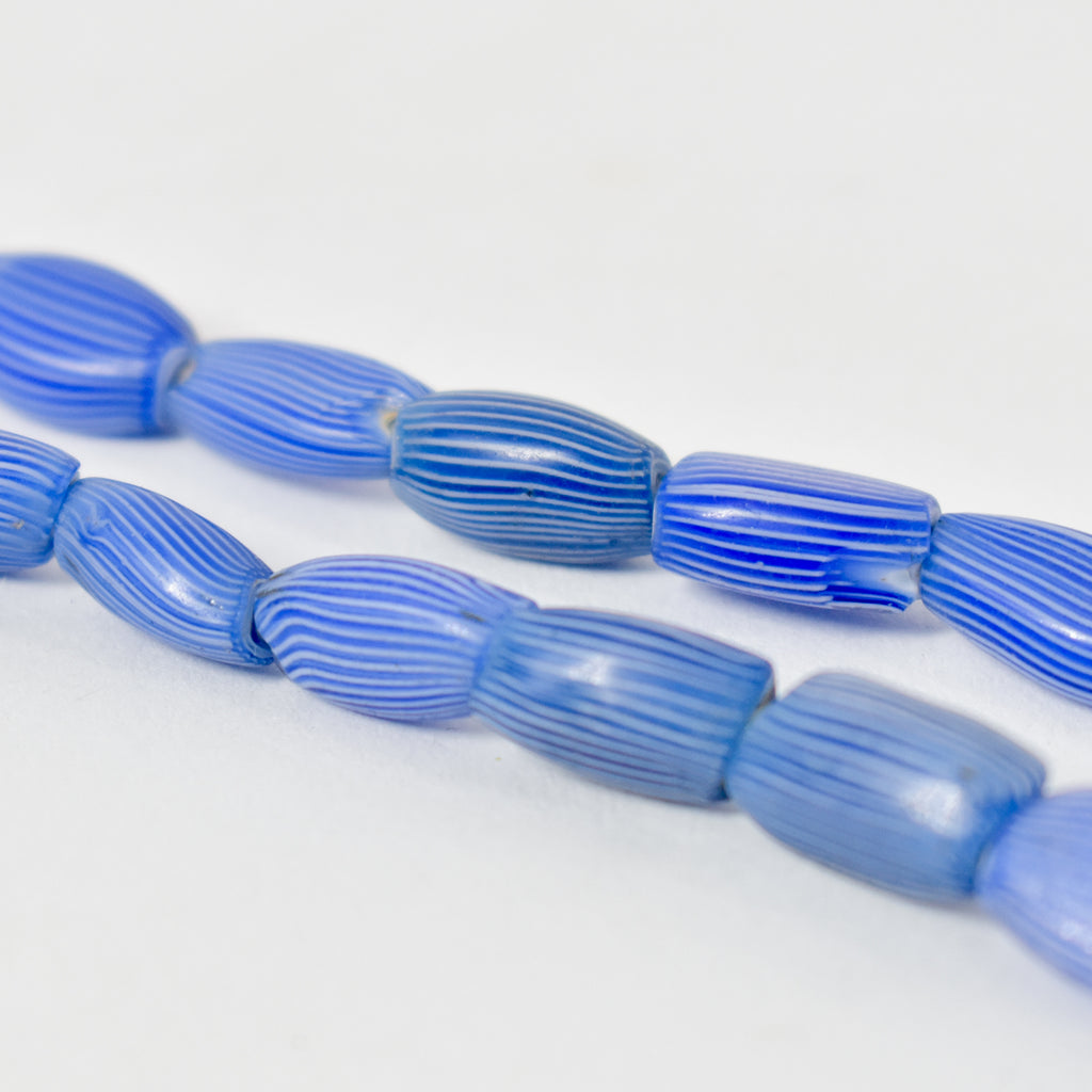 Blue Onion Skin Venetian Trade Beads 38 Inch