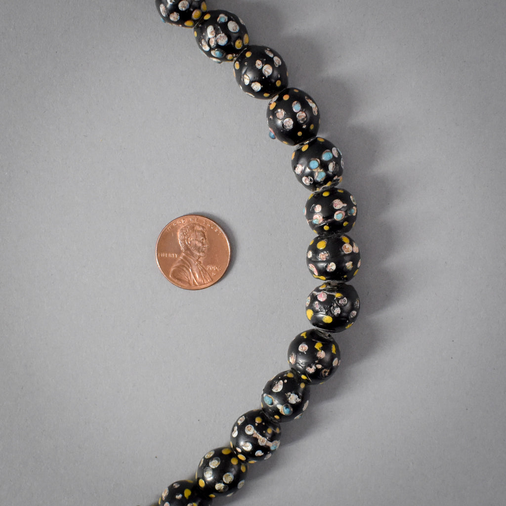 Skunk Raised Dot Black Venetian Trade Beads with Dogon Pendants Africa