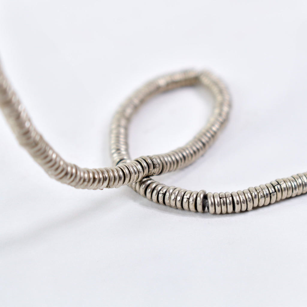 Silver Metal Heishi Beads Ethiopia
