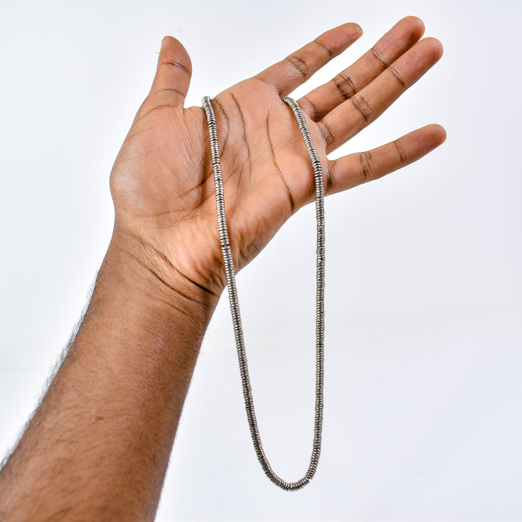 Silver Metal Heishi Beads Ethiopia