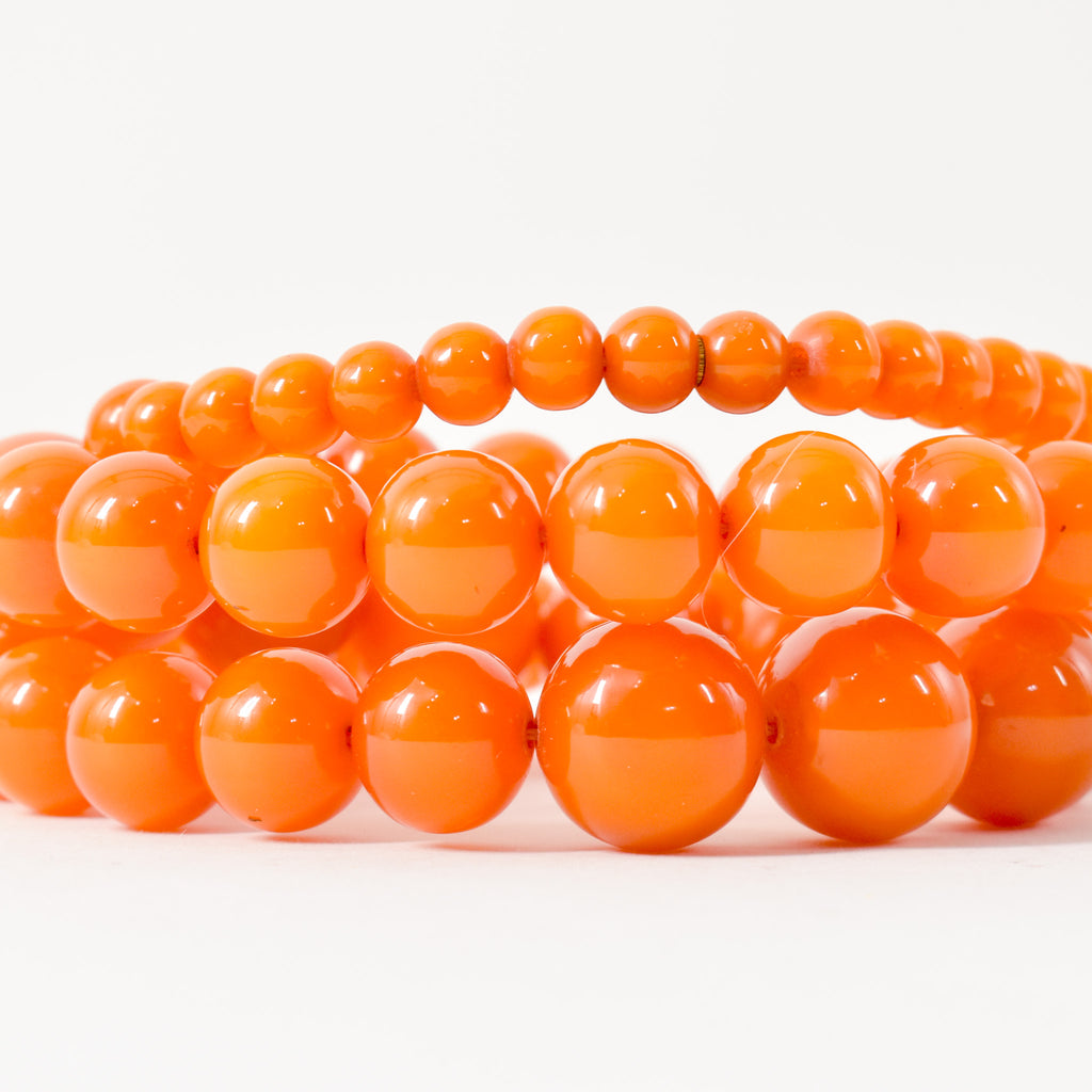 Orange Graduated Resin Beads Necklace Ruth Flynn Collection 33 Inch