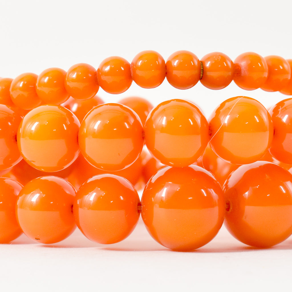 Graduated Resin Beads Orange Necklace Ruth Flynn Collection 33 Inch