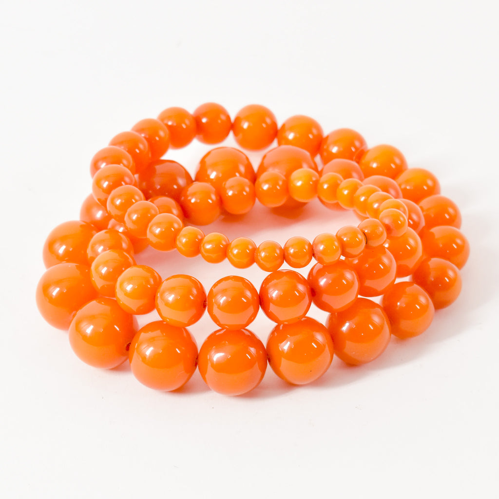 Orange Graduated Resin Beads Necklace Ruth Flynn Collection 33 Inch