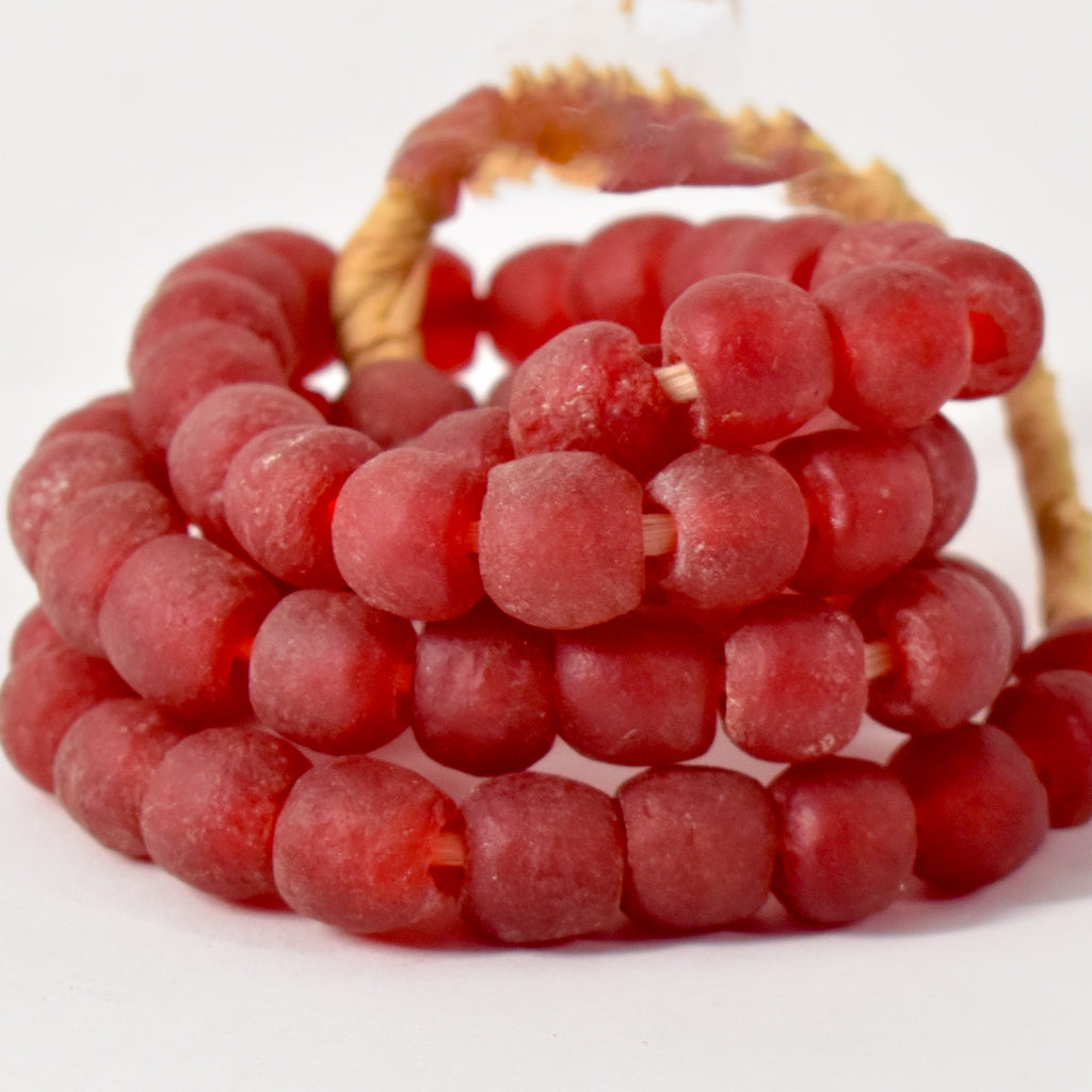 Red Krobo "Recycled" Powder Glass Trade Beads