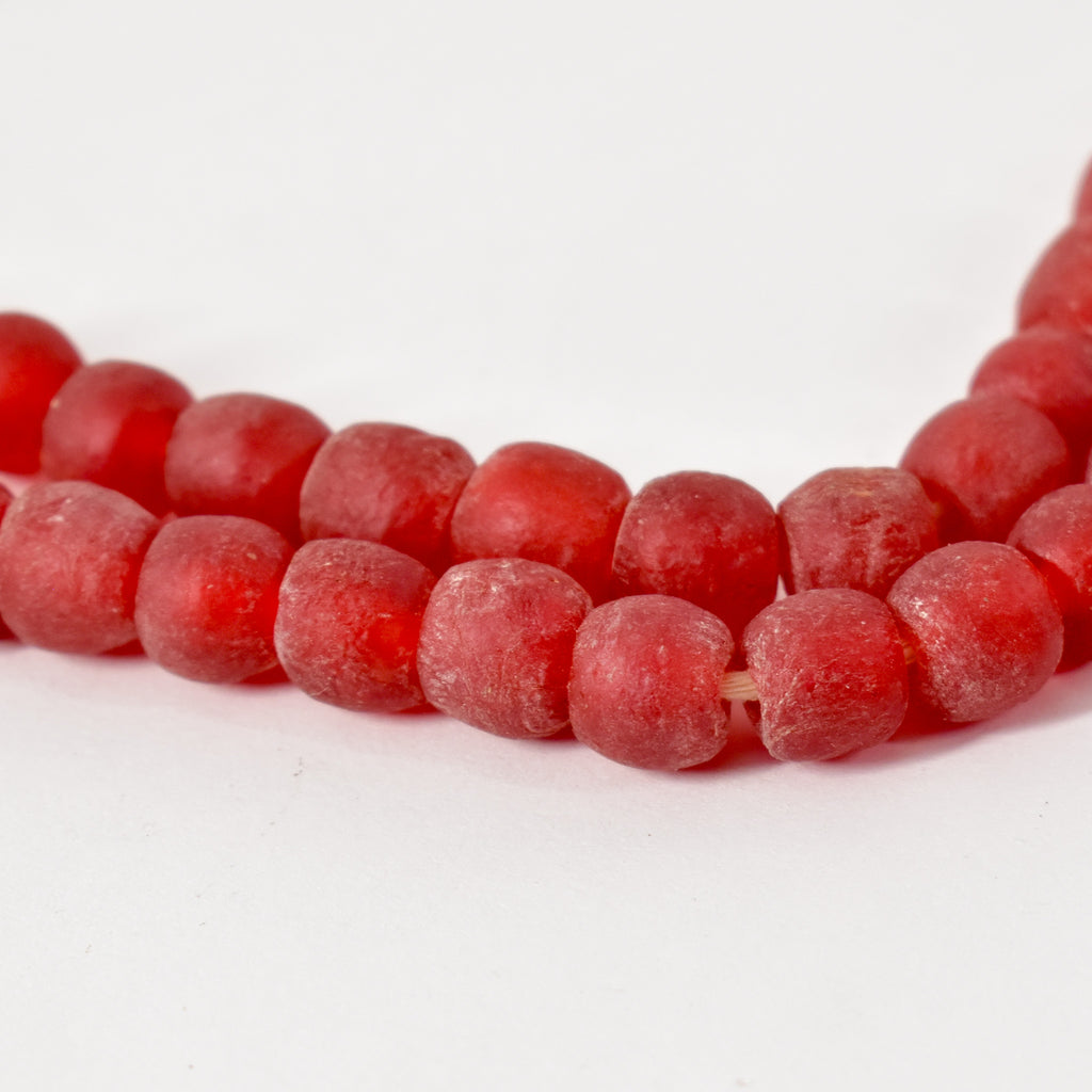 Red Krobo "Recycled" Powder Glass Trade Beads