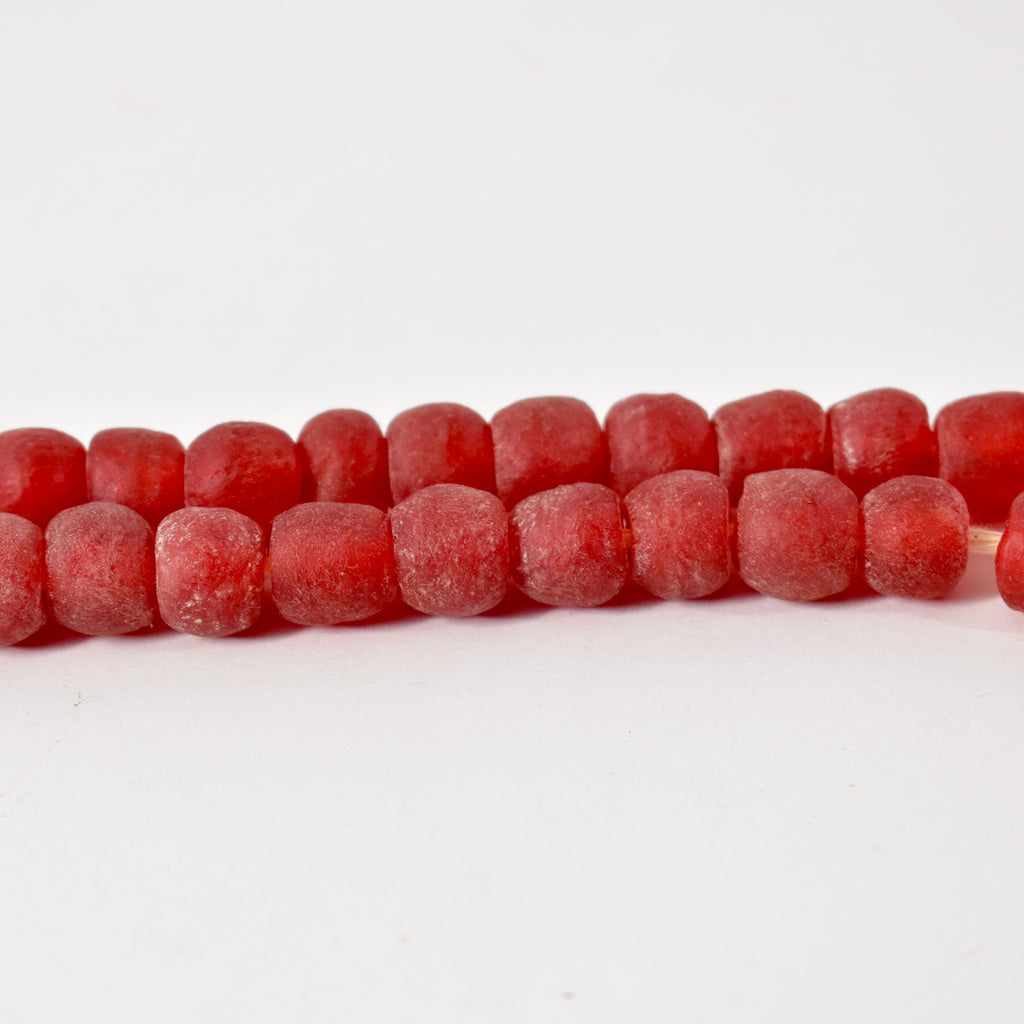 Red Krobo "Recycled" Powder Glass Trade Beads