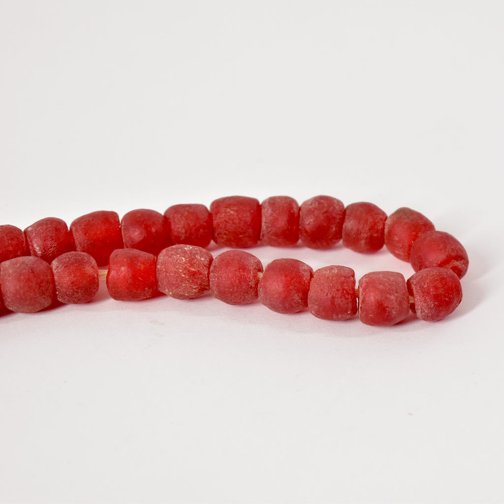 Red Krobo "Recycled" Powder Glass Trade Beads