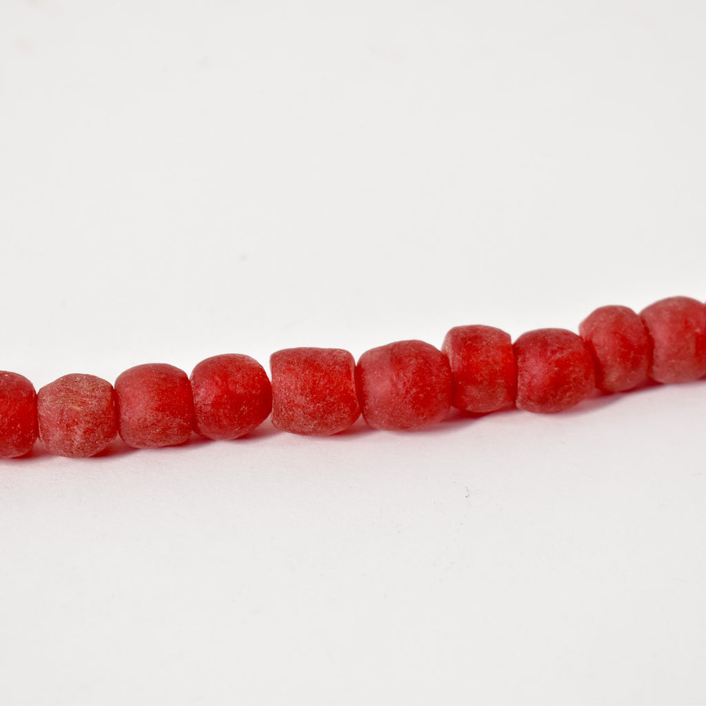 Red Krobo "Recycled" Powder Glass Trade Beads