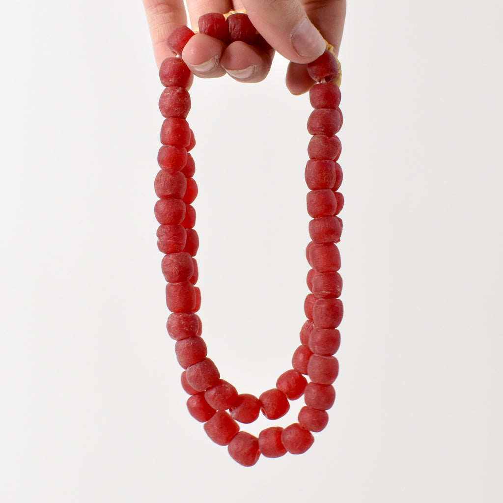 Red Krobo "Recycled" Powder Glass Trade Beads