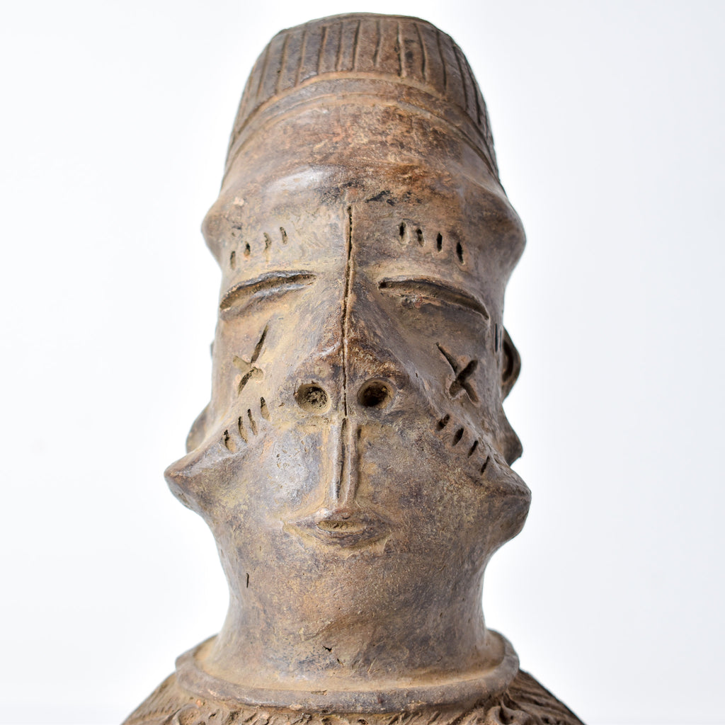 Mangbetu Figure Burial Clay Vessel Congo