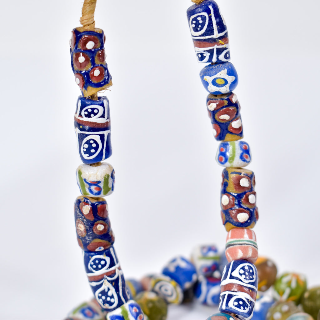 Fancy Krobo "Recycled" Powder Glass Trade Beads 34 Inch