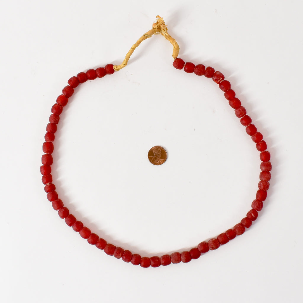 Red Krobo "Recycled" Powder Glass Trade Beads