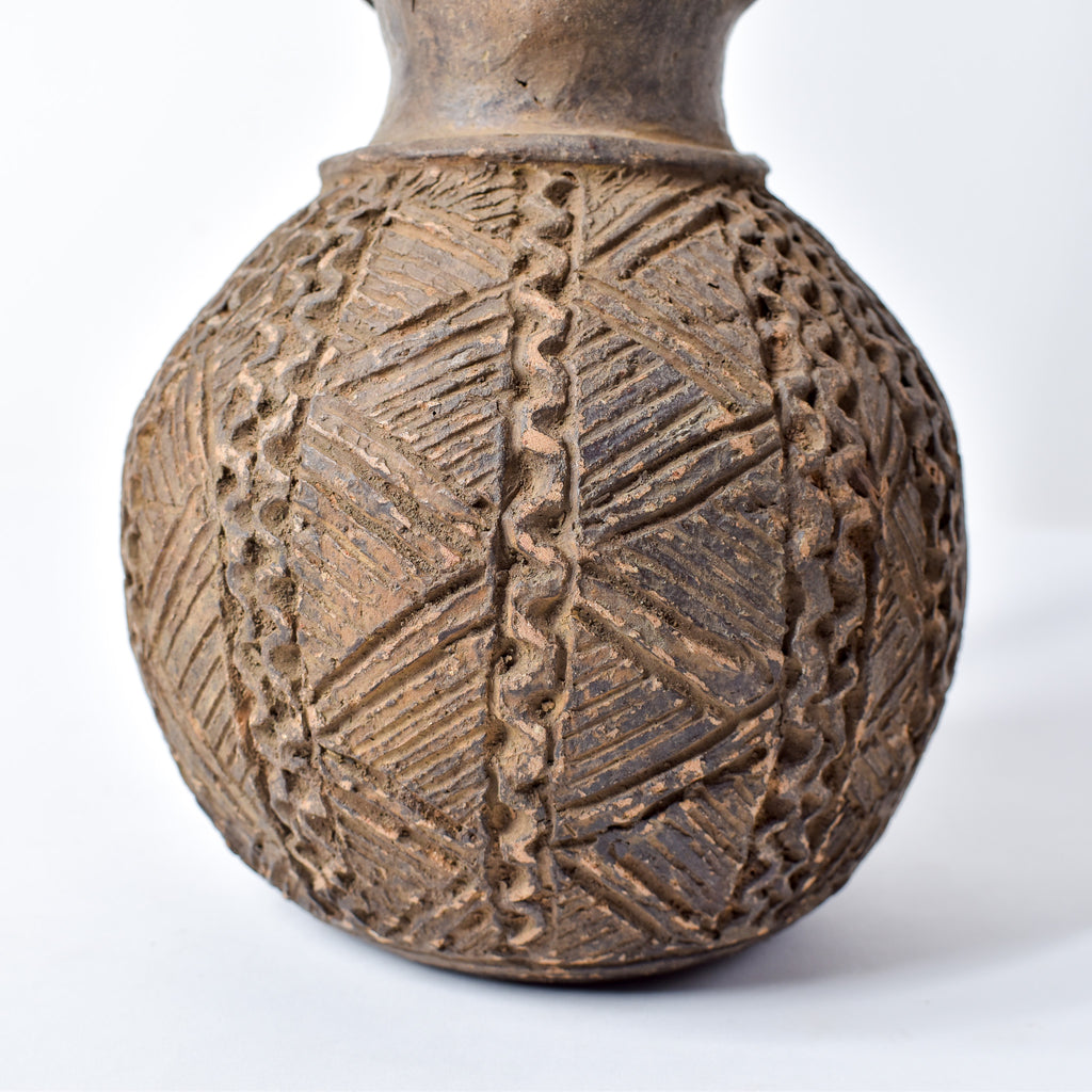 Mangbetu Figure Burial Clay Vessel Congo