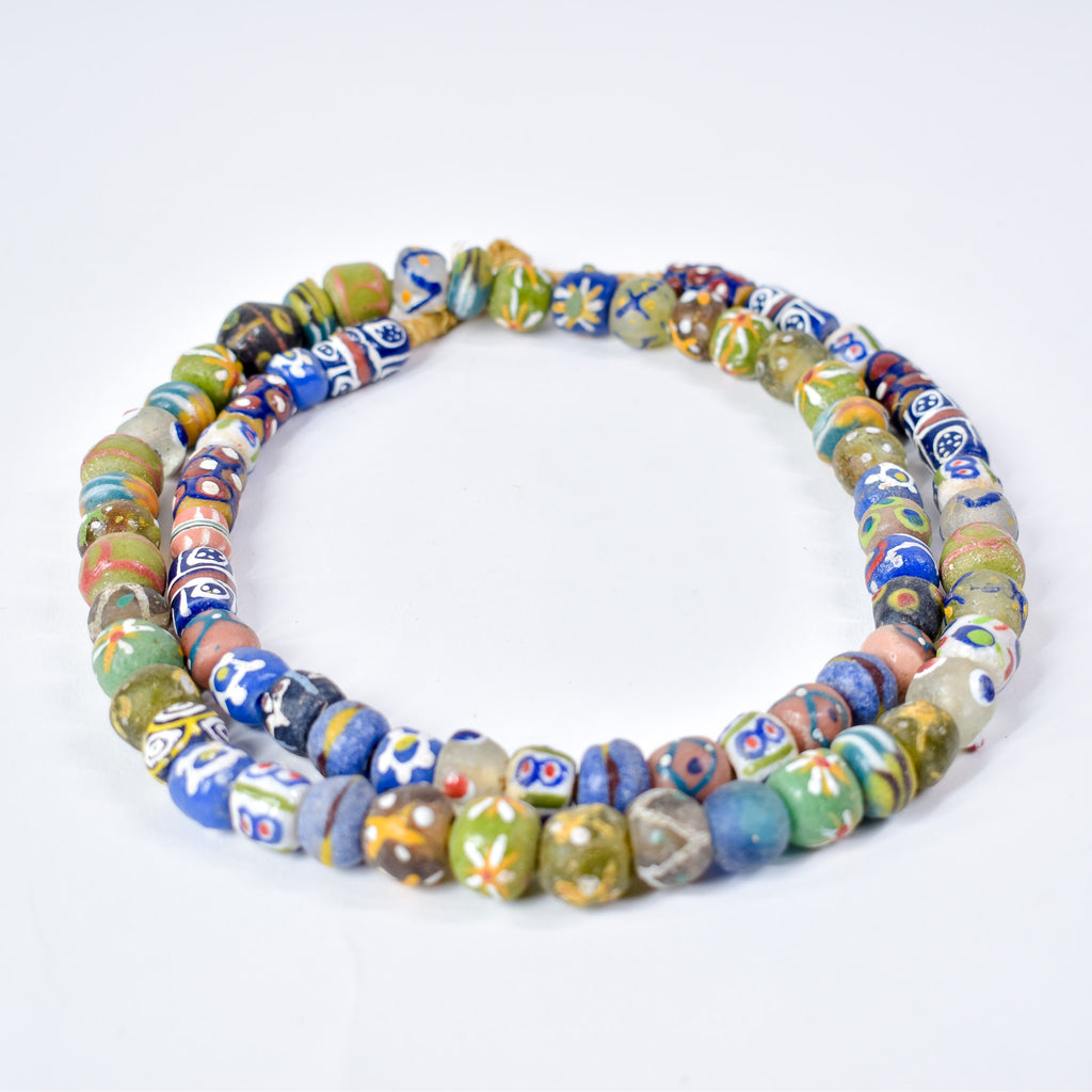 Fancy Krobo "Recycled" Powder Glass Trade Beads 34 Inch