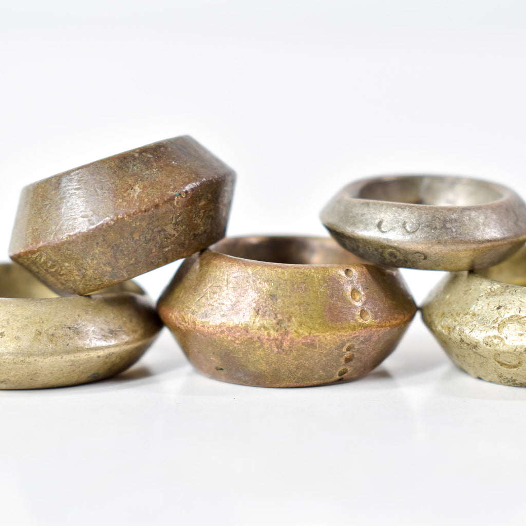 5 Brass Ring Beads Ethiopia