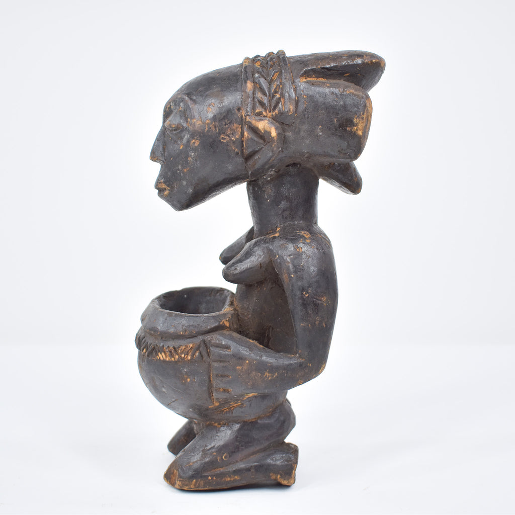 Luba Kneeling Female Figure with Bowl Congo