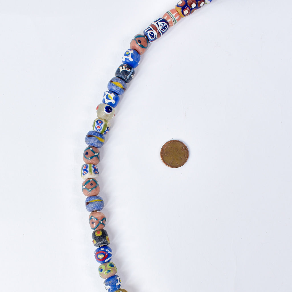 Fancy Krobo "Recycled" Powder Glass Trade Beads 34 Inch