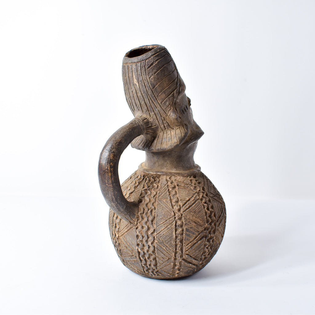 Mangbetu Figure Burial Clay Vessel Congo