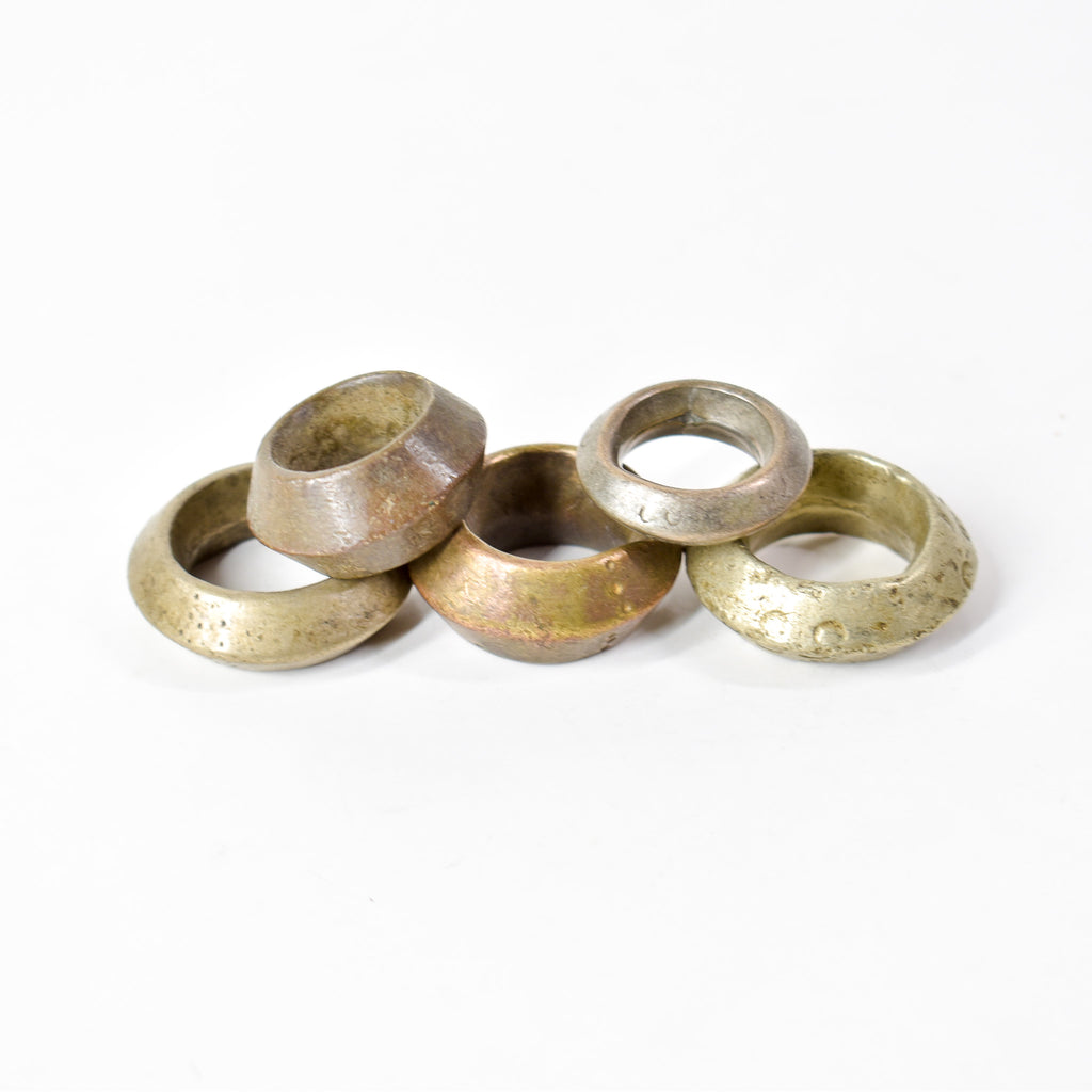 5 Brass Ring Beads Ethiopia