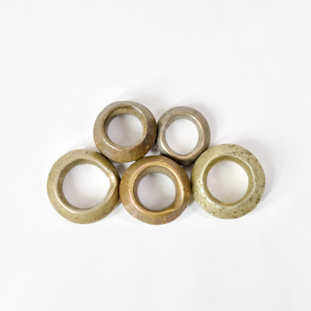 5 Brass Ring Beads Ethiopia