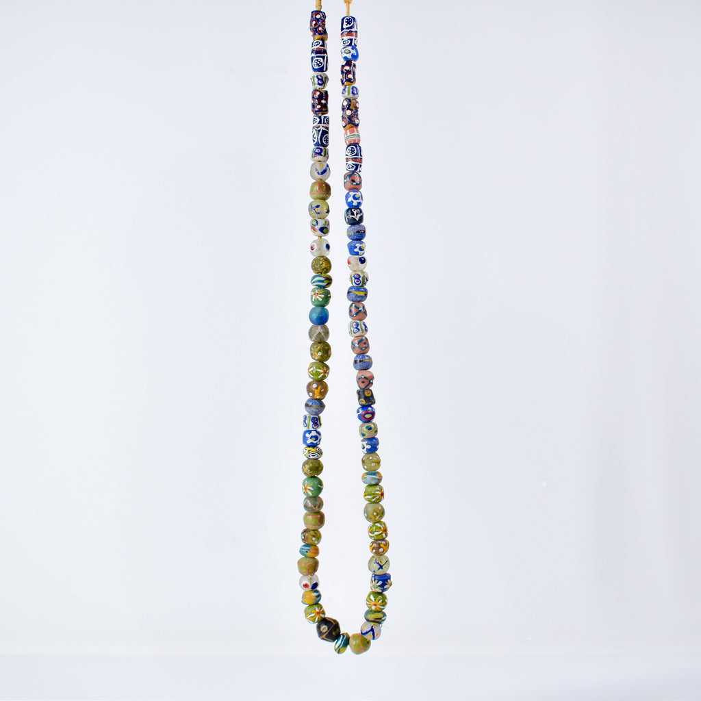 Fancy Krobo "Recycled" Powder Glass Trade Beads 34 Inch