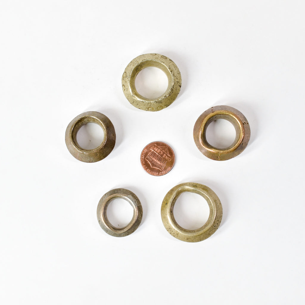5 Brass Ring Beads Ethiopia