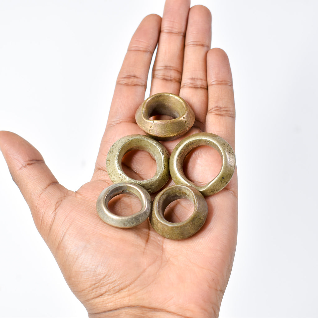 5 Brass Ring Beads Ethiopia