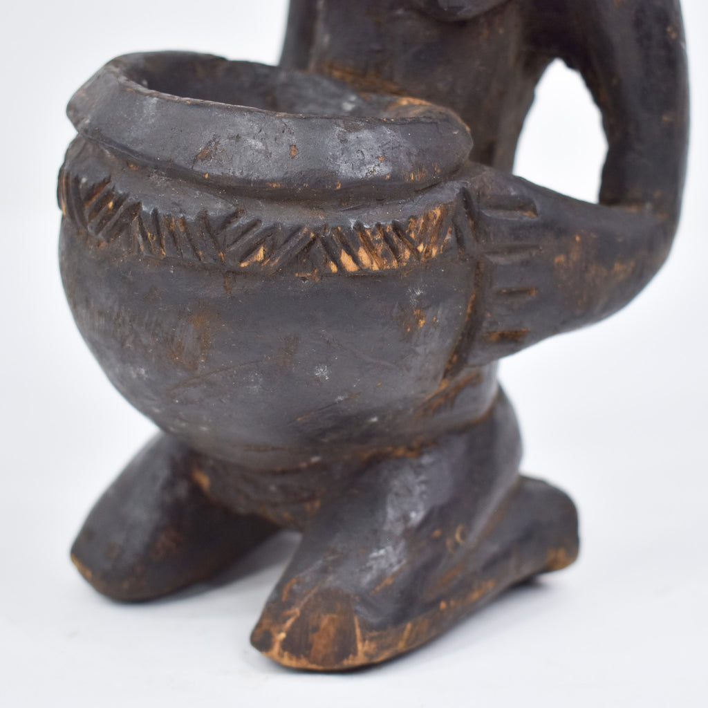 Luba Kneeling Female Figure with Bowl Congo