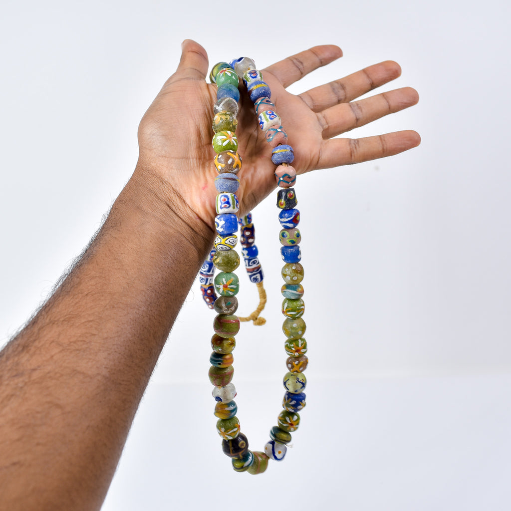 Fancy Krobo "Recycled" Powder Glass Trade Beads 34 Inch