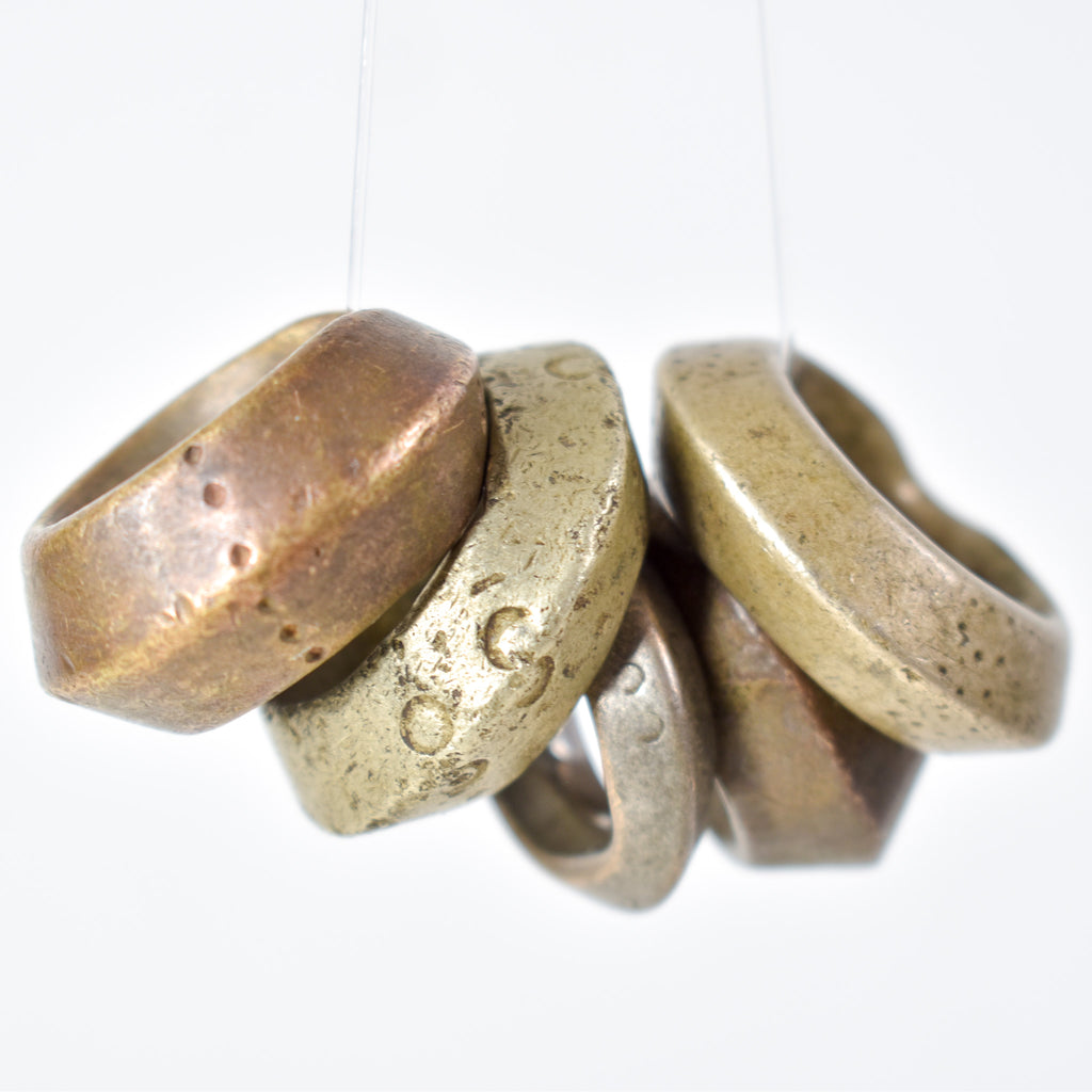 5 Brass Ring Beads Ethiopia