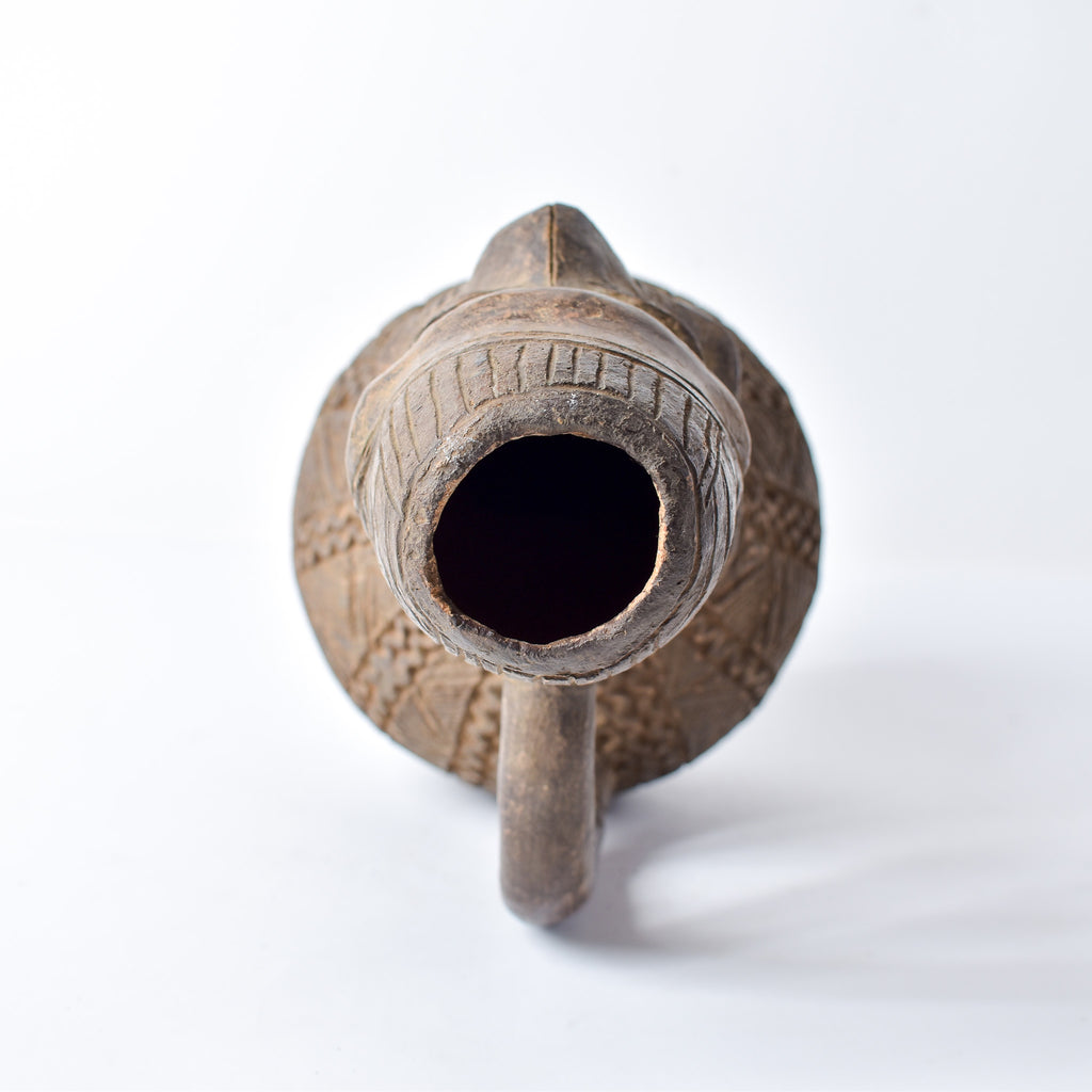 Mangbetu Figure Burial Clay Vessel Congo