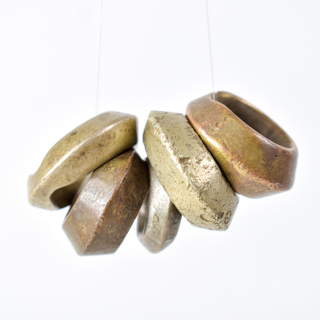 5 Brass Ring Beads Ethiopia