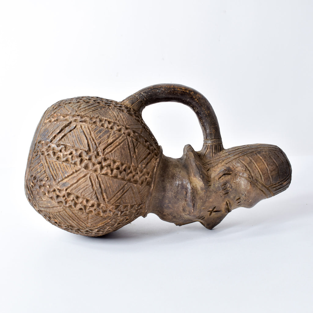 Mangbetu Figure Burial Clay Vessel Congo