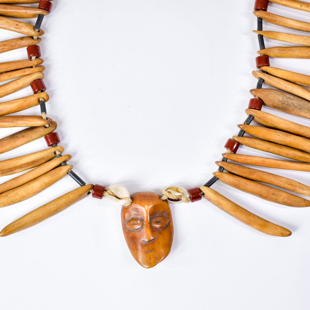 Lega Bone and Wood Necklace with Igiga Mask Pendant Congo