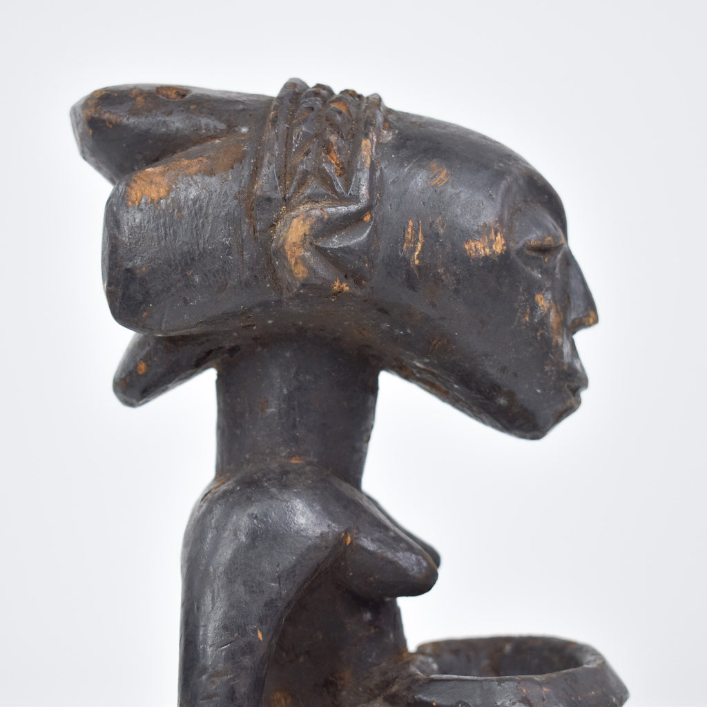 Luba Kneeling Female Figure with Bowl Congo