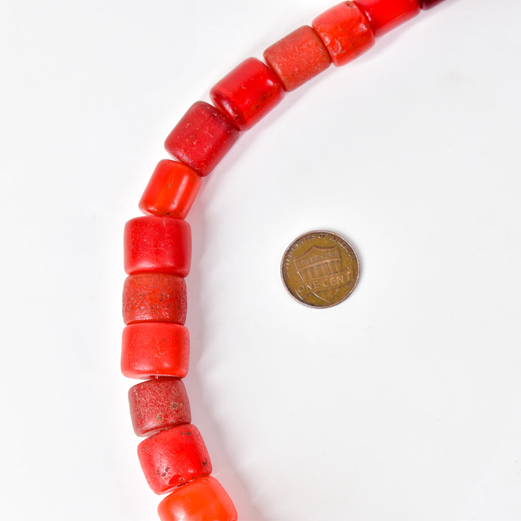 Old Bohemian Glass Red Trade Beads