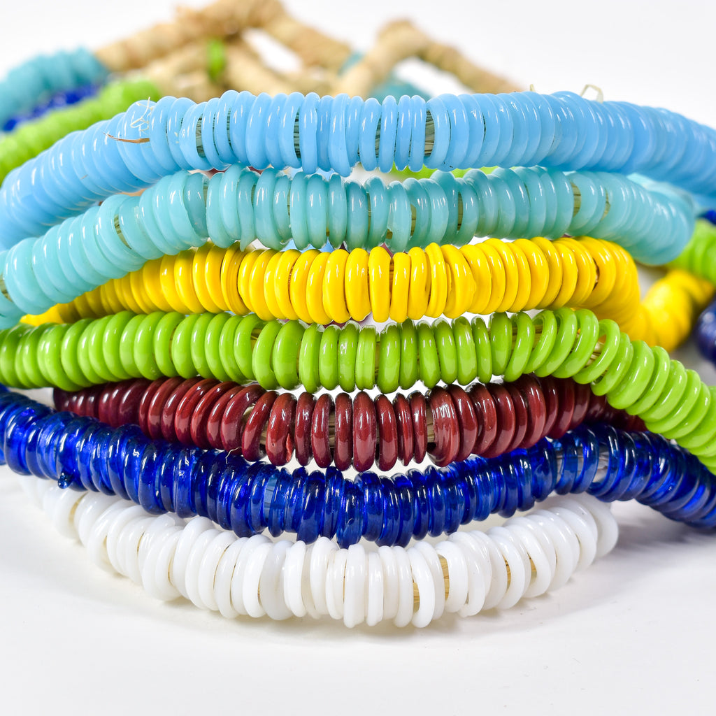 7 Strands Italian Glass Rings Mixed Trade Beads