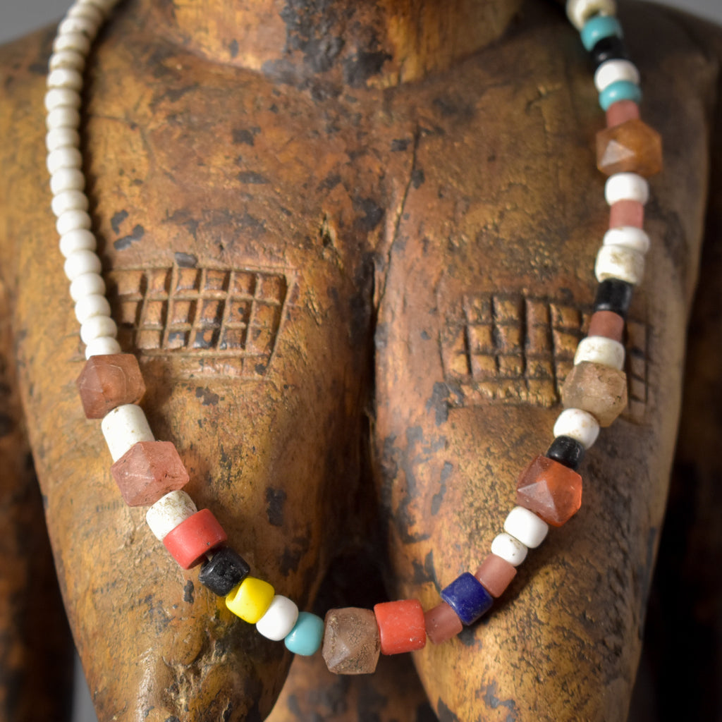 Baule Standing Aura Poku Female Figure With Beaded Necklace Cote d'Ivoire