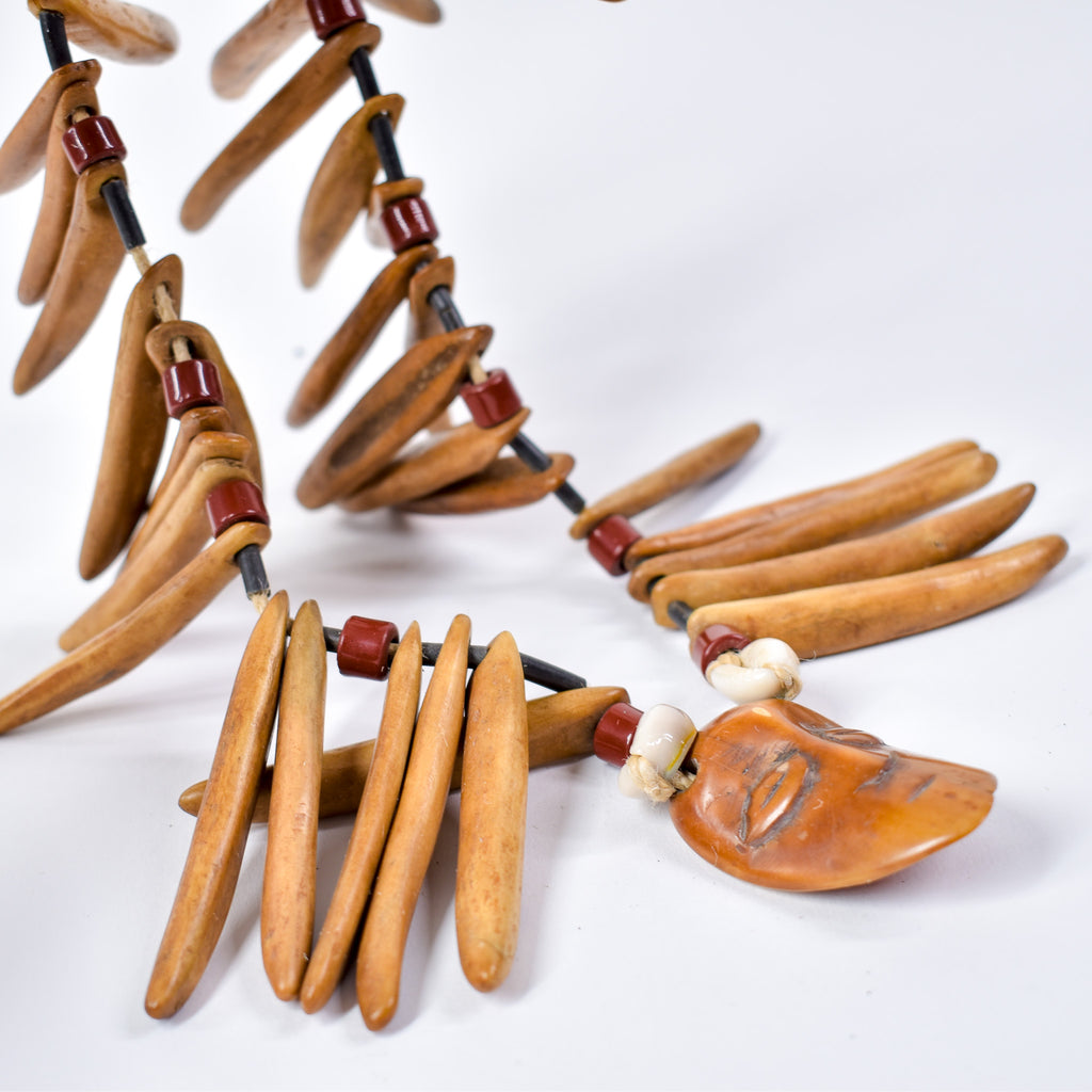 Lega Bone and Wood Necklace with Igiga Mask Pendant Congo