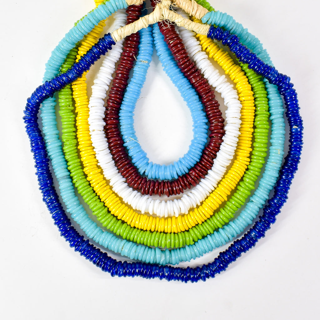 7 Strands Italian Glass Rings Mixed Trade Beads
