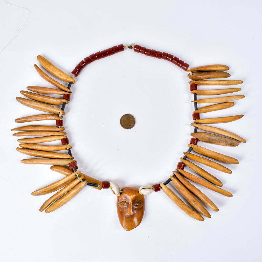 Lega Bone and Wood Necklace with Igiga Mask Pendant Congo