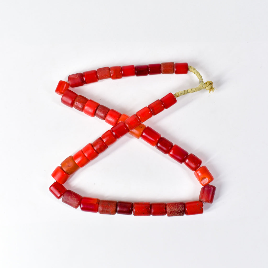 Old Bohemian Glass Red Trade Beads