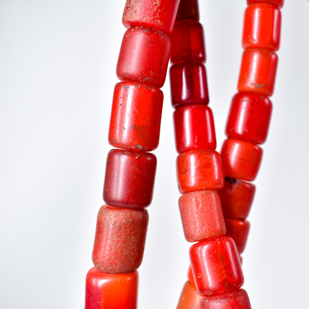 Old Bohemian Glass Red Trade Beads