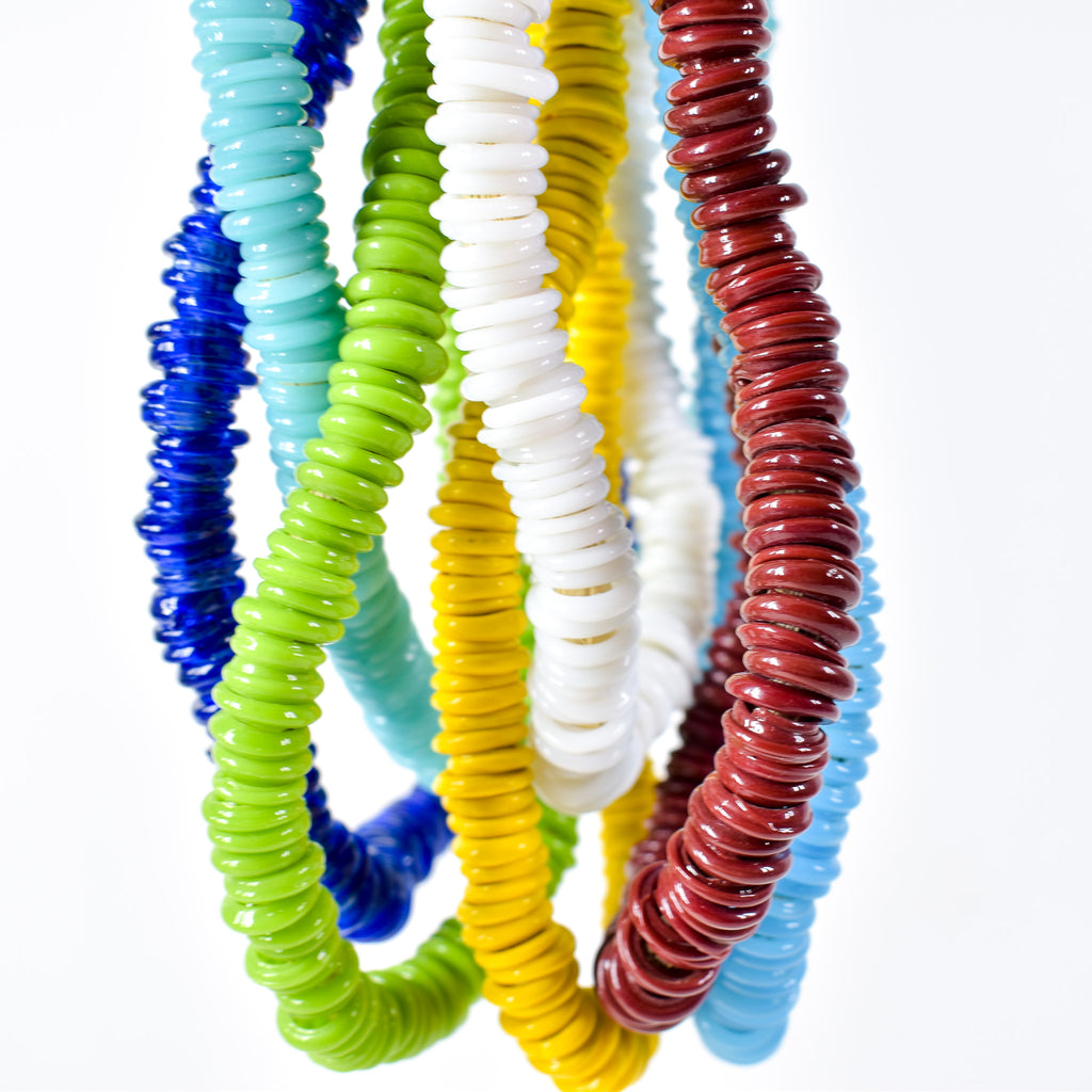 7 Strands Italian Glass Rings Mixed Trade Beads