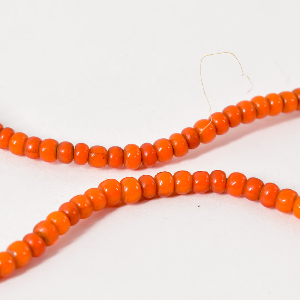 Orange White Heart Venetian Trade Beads