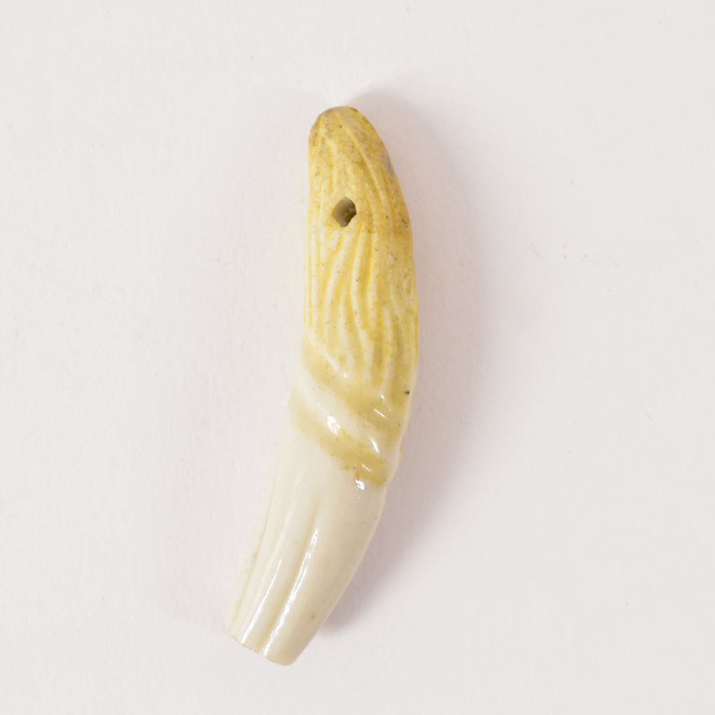 French Faux Lions Tooth Glass Pendant